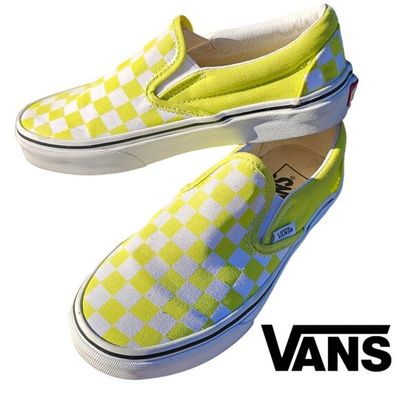 Vans 5.5 Women / 4.0 Men Slip On Yellow Checkerboard Sneakers - Picture 1 of 11